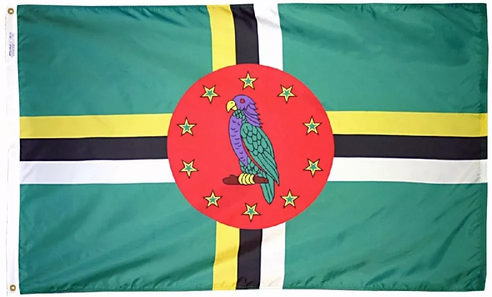 Dominica - 5'X8' Nylon Flag - Nylon, Without Fringe, Grommets