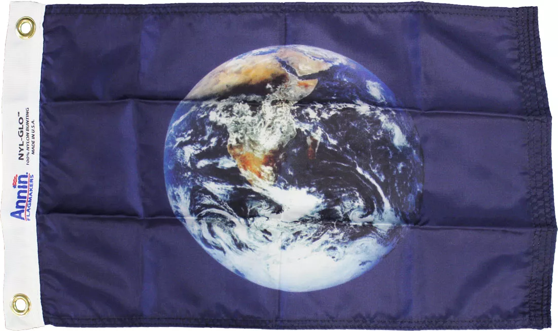 Earth - 12" X 18"  Nylon Flag - Nylon, Without Fringe, Grommets