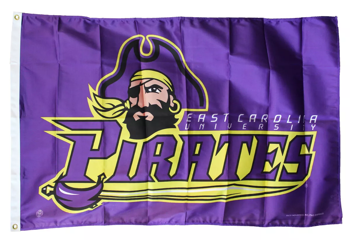 East Carolina University - 3' x 5' NCAA Polyester Flag - Medium Knit Polyester, 3' x 5', Without Fringe, Grommets, Dyed