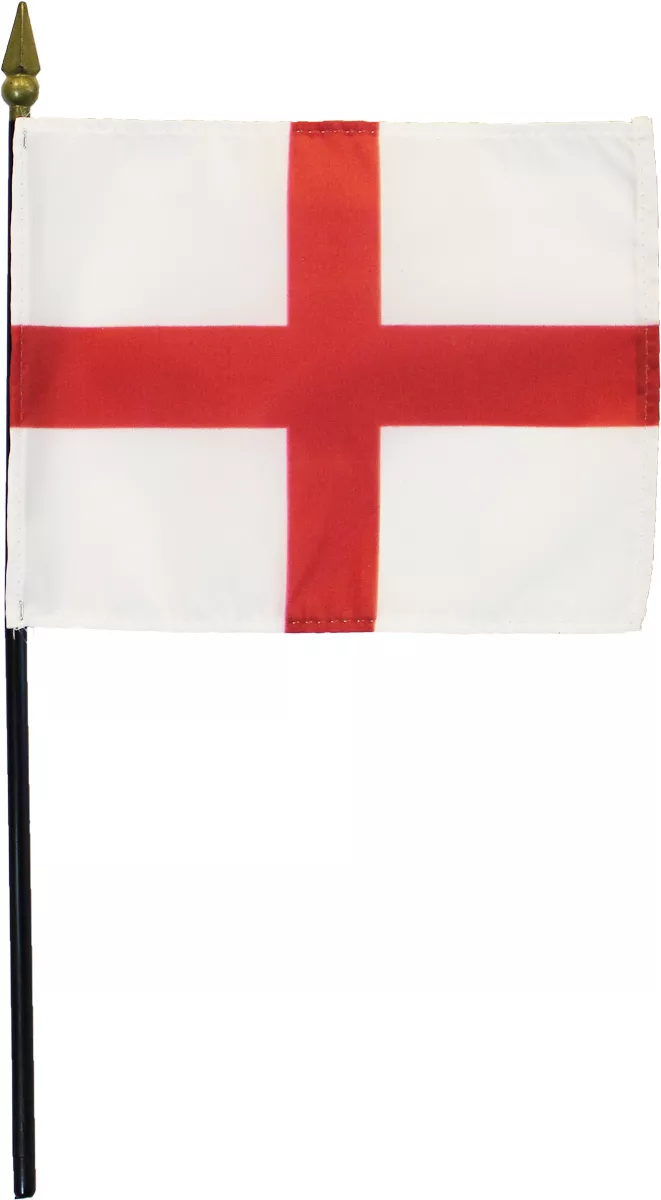 England (St. George) - 4"X6" Stick Flag - 4" x 6", Without Fringe