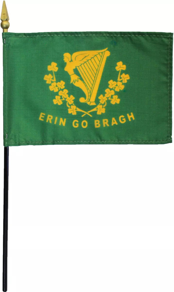 Erin-Go-Bragh - 4"X6" Stick Flag - 4" x 6", Without Fringe