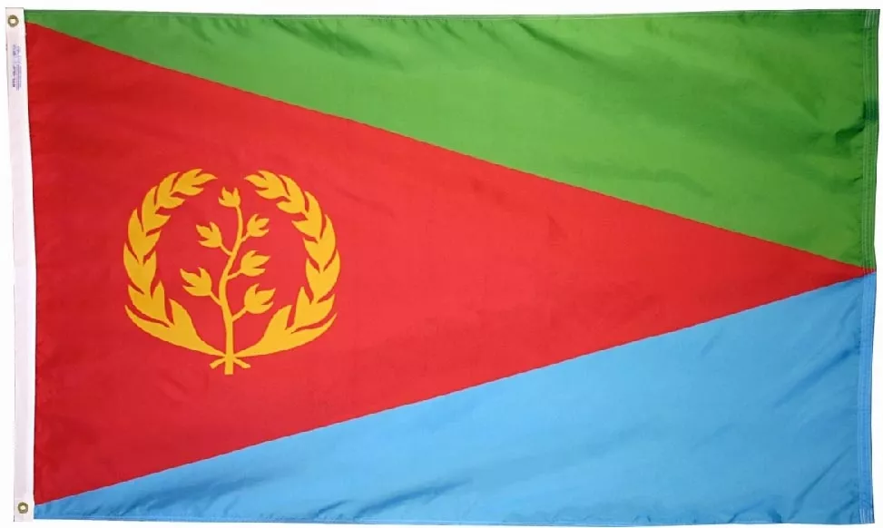 Eritrea - 3'X5' Nylon Flag - Nylon, 3' x 5', Without Fringe, Grommets