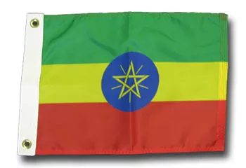 Ethiopia - 12"X18" Nylon Flag - Nylon, Without Fringe, Grommets