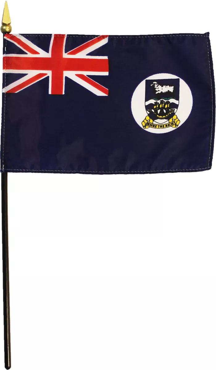 Falkland Islands - 4"X6" Stick Flag - 4" x 6", Without Fringe