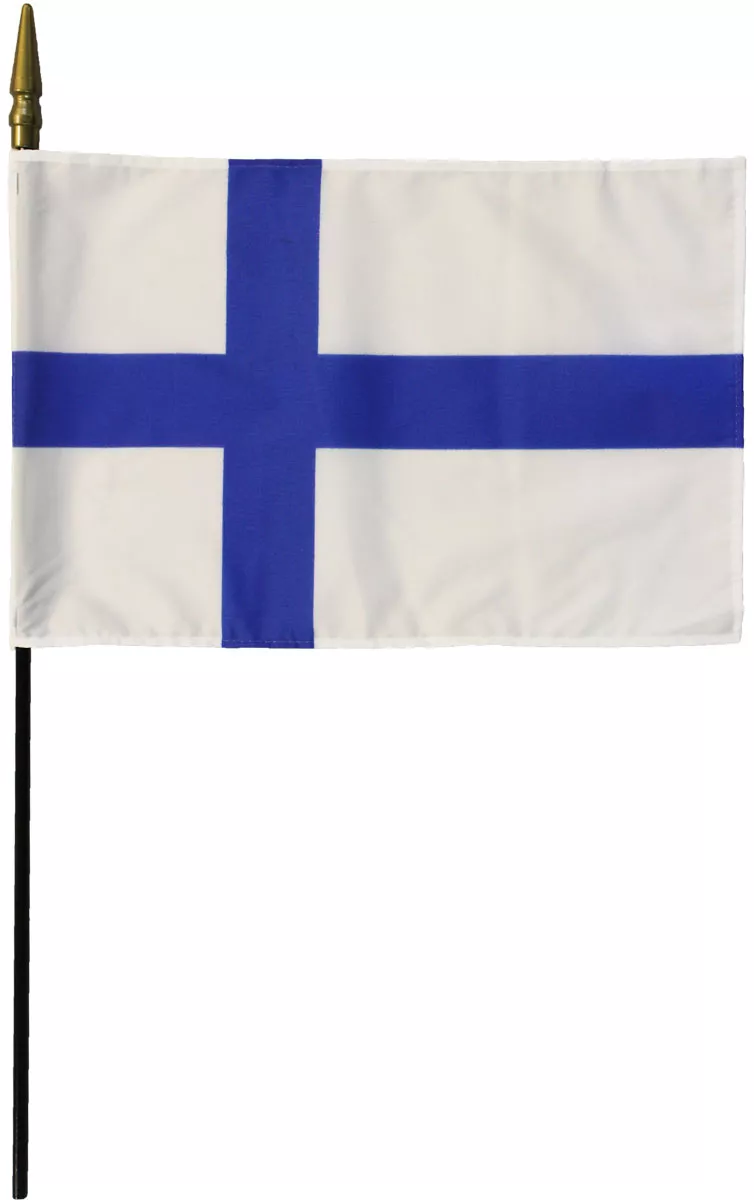 Finland - 8"X12" Stick Flag - 8" x 12", Without Fringe