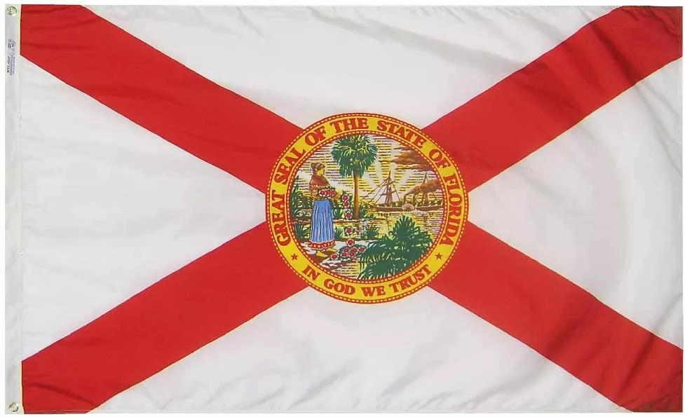 Florida - 2'X3' Nylon Flag - Nylon, Without Fringe, Grommets, Dyed