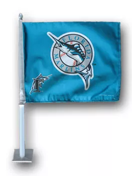 Florida Marlins Car Flag - 11.5" x 14.5", Without Fringe