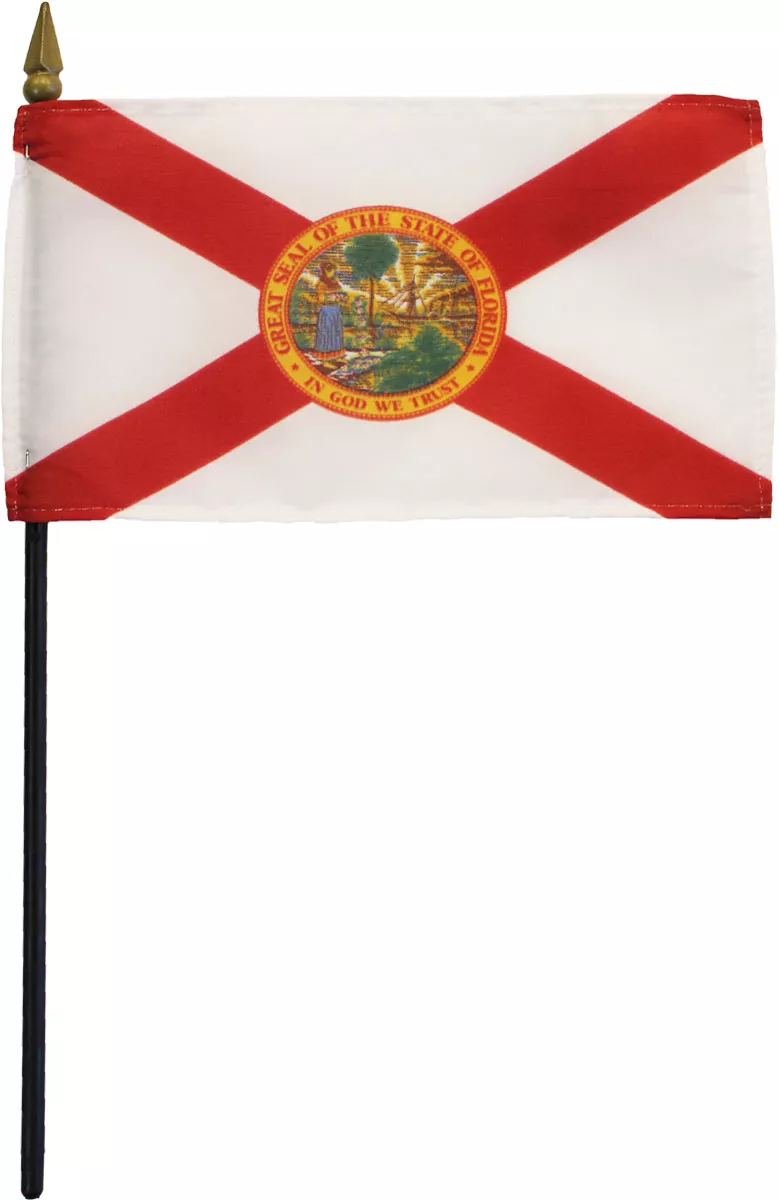 Florida - 4"X6" Stick Flag - 4" x 6", Without Fringe
