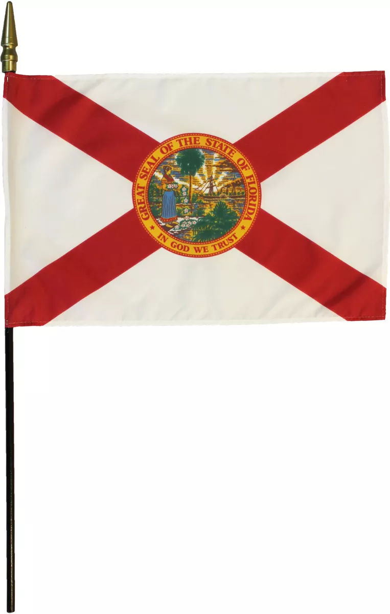 Florida - 8"X12" Stick Flag - 8" x 12", Without Fringe