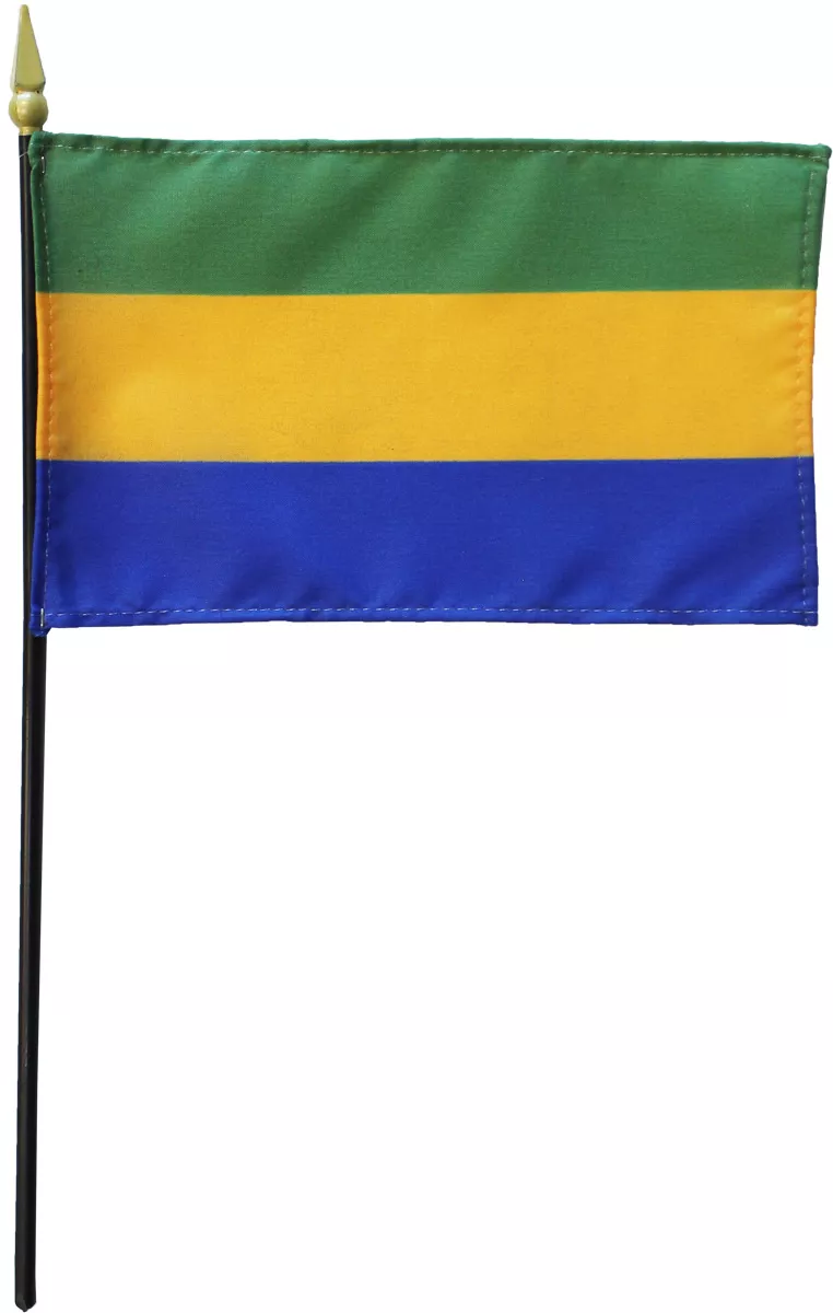 Gabon - 4"X6" Stick Flag - 4" x 6", Without Fringe