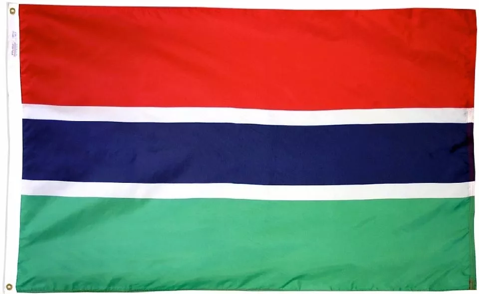 Gambia - 2'X3' Nylon Flag - Nylon, Without Fringe, Grommets