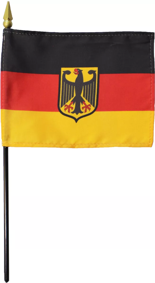 Germany - 4"X6" Stick Flag (Eagle) - 4" x 6", Without Fringe