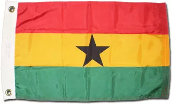 Ghana - 12"X18" Nylon Flag - Nylon, Without Fringe, Grommets