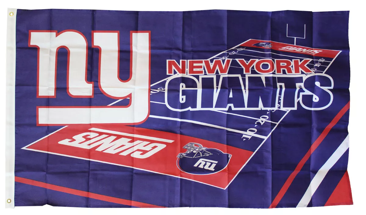 New York Giants - 3' x 5' NFL Polyester Flag (Field Design) - Medium Knit Polyester, 3' x 5', Without Fringe, Grommets, Dyed