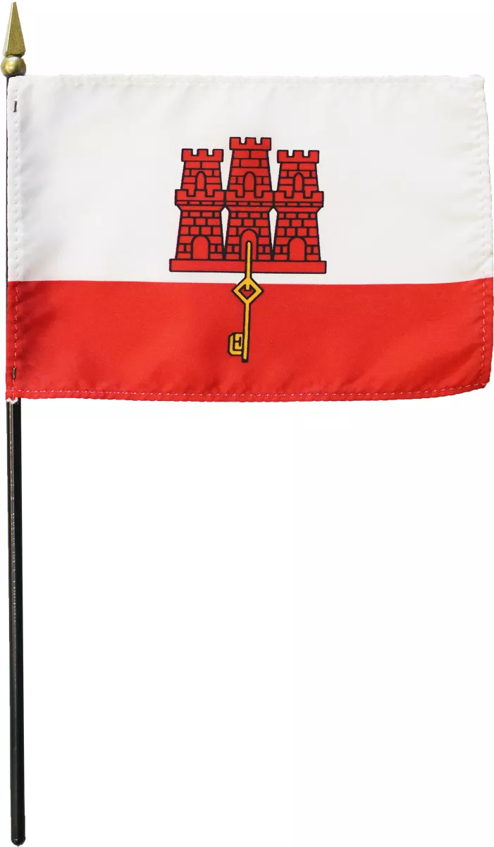 Gibraltar - 4"X6" Stick Flag - 4" x 6", Without Fringe