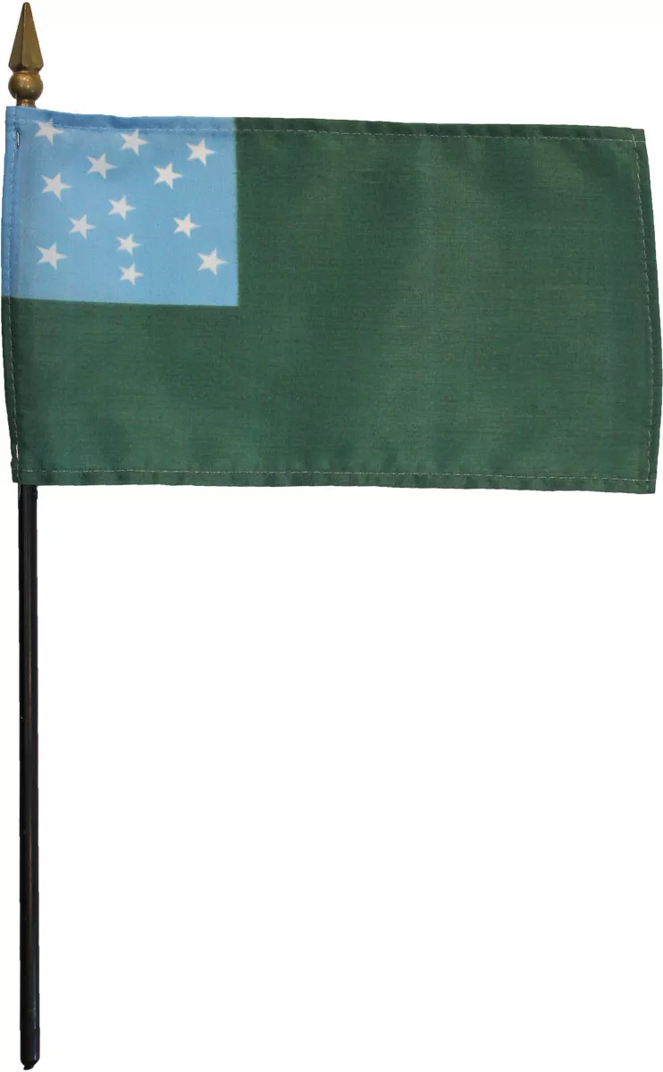 Green Mountain Boys - 4"X6" Stick Flag - 4" x 6", Without Fringe