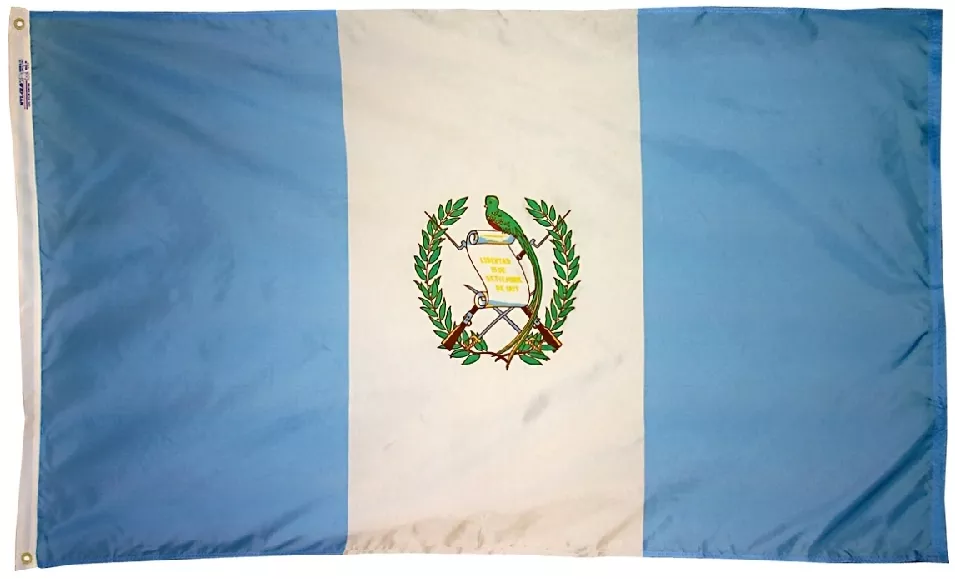 Guatemala - 3'X5' Nylon Flag (State) - Nylon, 3' x 5', Without Fringe, Grommets
