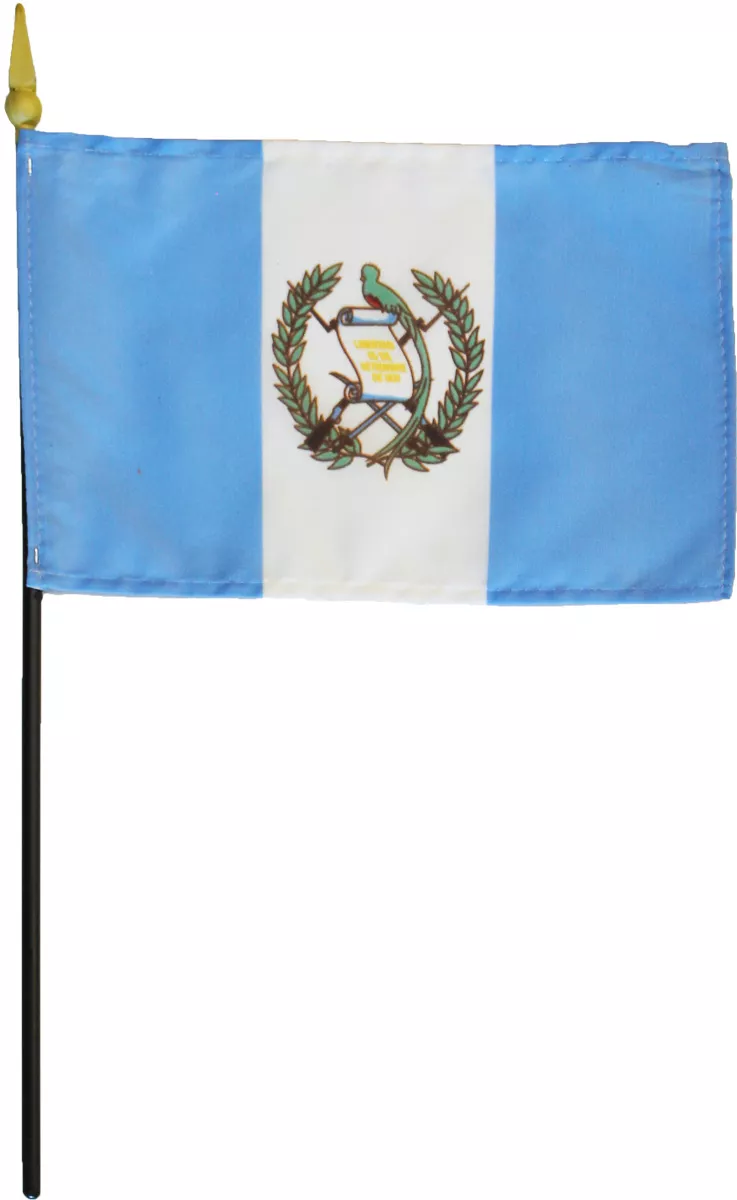 Guatemala - 4"X6" Stick Flag - 4" x 6", Without Fringe