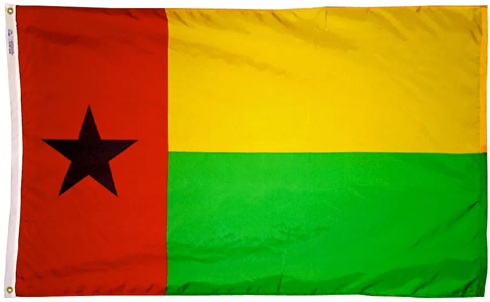 Guinea-Bissau - 3'X5' Nylon Flag - Nylon, 3' x 5', Without Fringe, Grommets
