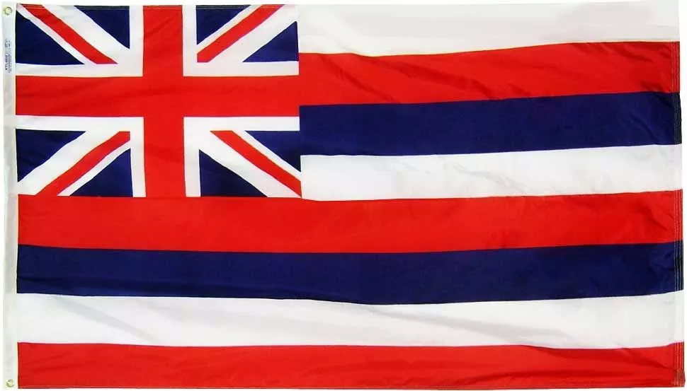 Hawaii - 6'X10' Nylon Flag - Nylon, 6' x 10', Without Fringe, Grommets, Dyed