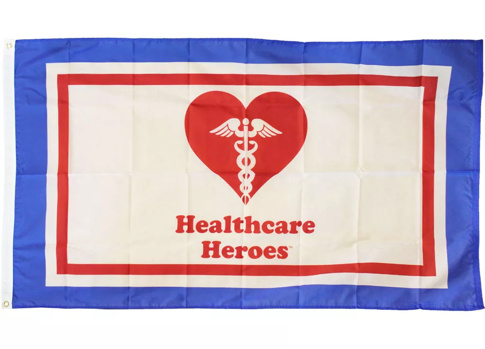 Healthcare Heroes - 3'X5' Nylon Flag - Nylon, 3' x 5', Without Fringe, Grommets, Dyed