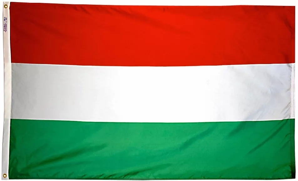 Hungary - 3'X5' Nylon Flag - Nylon, 3' x 5', Without Fringe, Grommets