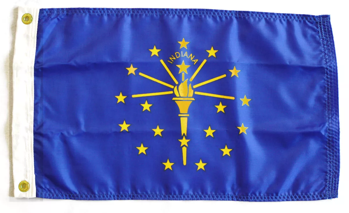 Indiana - 12"X18" Nylon Flag - Nylon, Without Fringe, Grommets, Dyed
