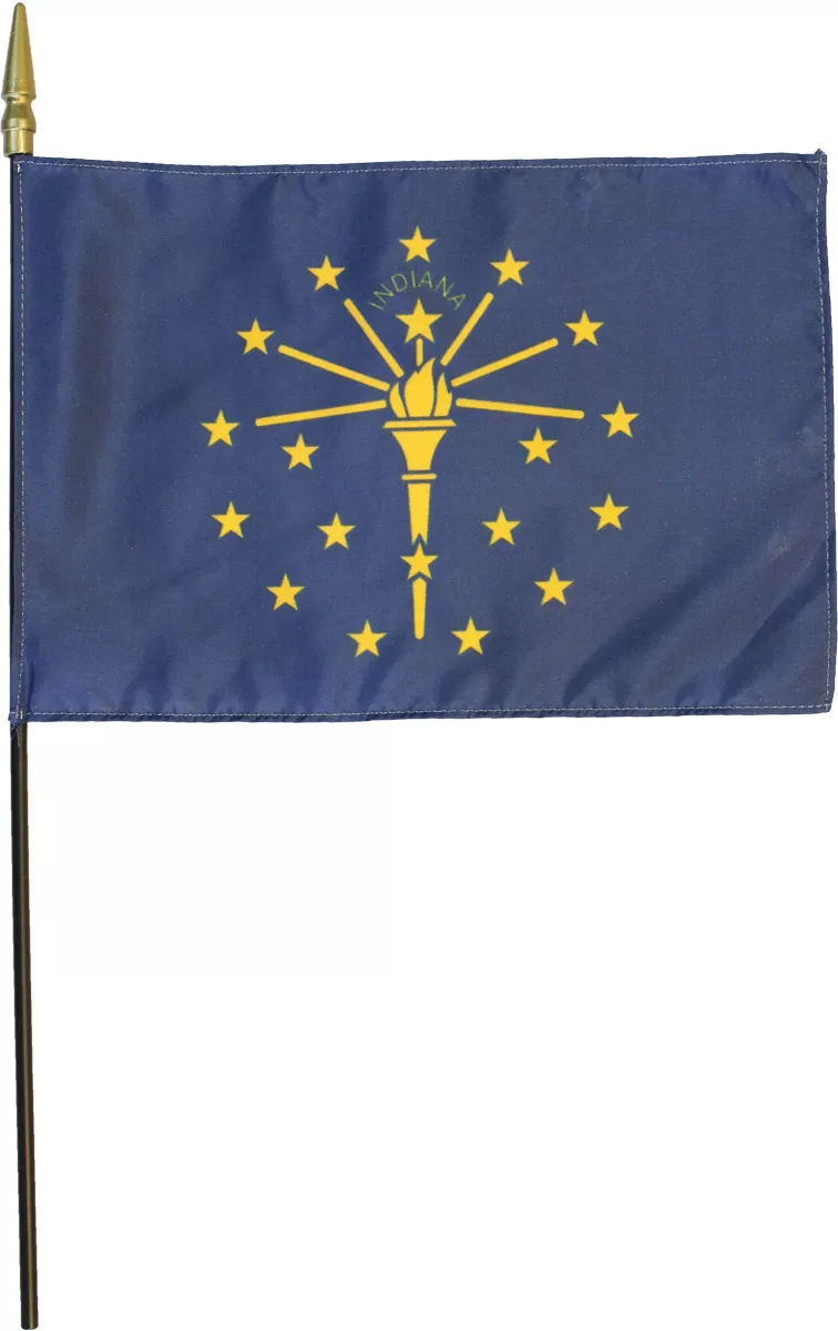 Indiana - 8"X12" Stick Flag - 8" x 12", Without Fringe