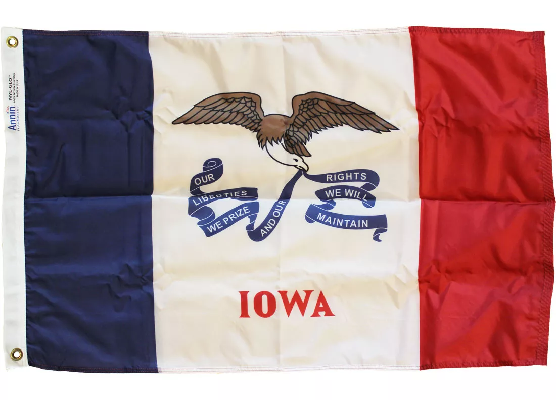 Iowa - 3'X5' Nylon Flag - Nylon, 3' x 5', Without Fringe, Grommets, Dyed