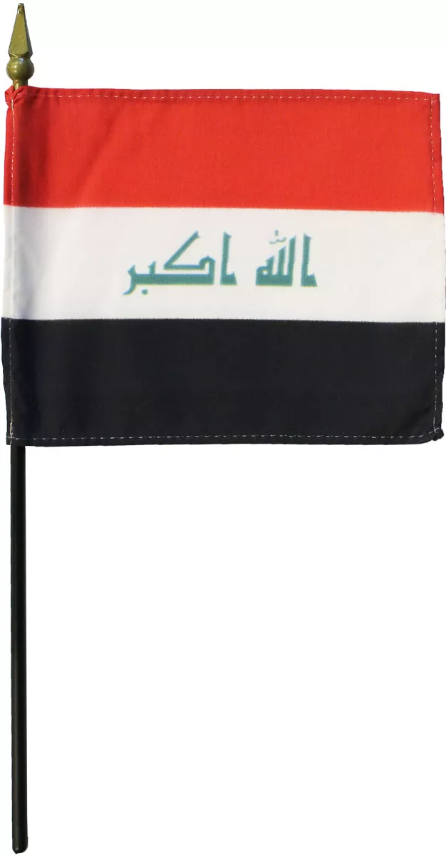 Iraq - 4"X6" Stick Flag (2008) - 4" x 6", Without Fringe