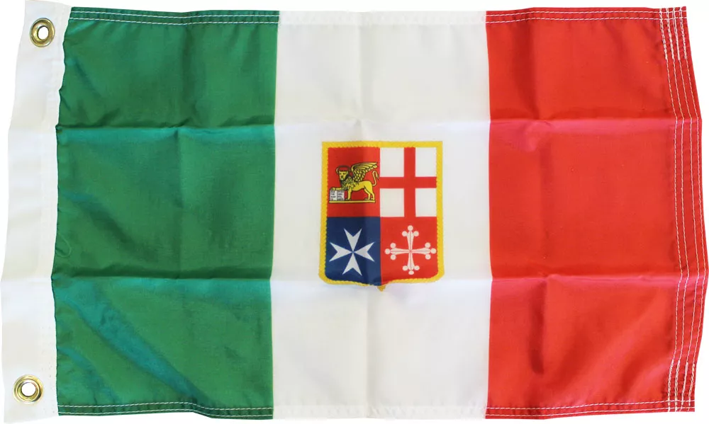 Italy - 12"X18" Nylon Flag (Civil) - Nylon, Without Fringe, Grommets
