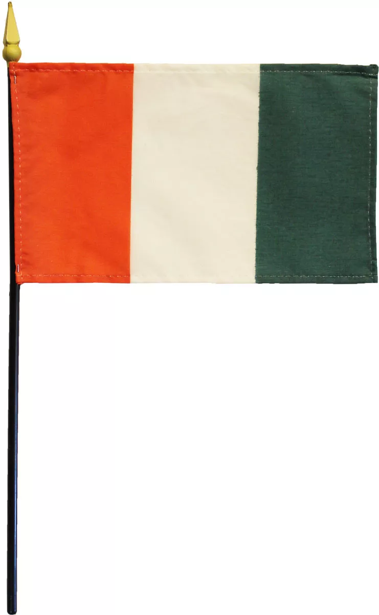 Ivory Coast (Cote d'Ivoire) - 4"X6" Stick Flag - 4" x 6", Without Fringe