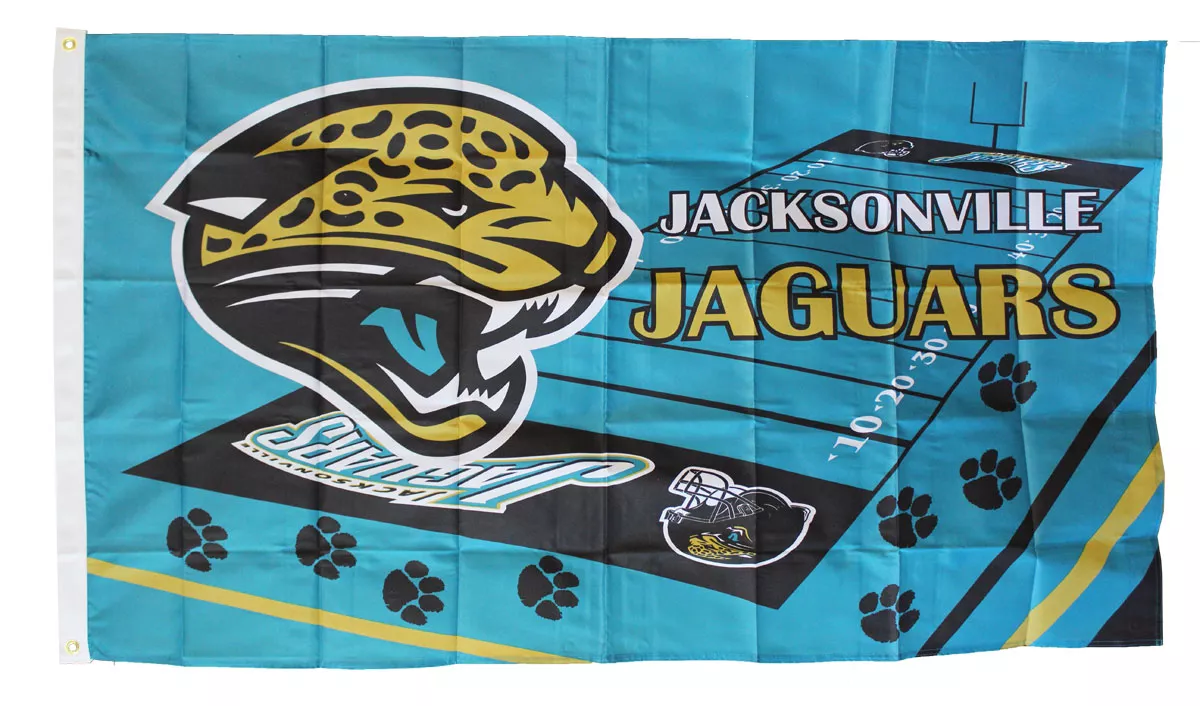 Jacksonville Jaguars - 3' x 5' NFL Polyester Flag (Field Design) - Medium Knit Polyester, 3' x 5', Without Fringe, Grommets, Dyed