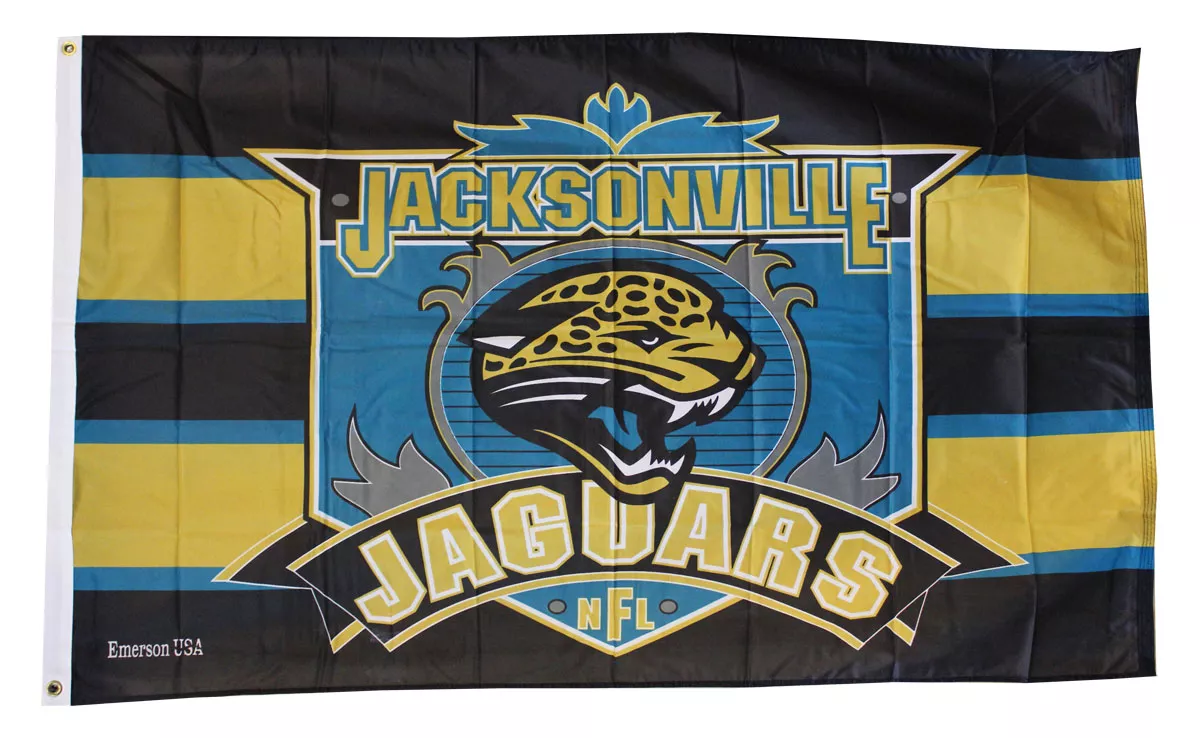 Jacksonville Jaguars - 3'x5' NFL Polyester Endzone Flag - Polyester, 3' x 5', Without Fringe, Grommets, Dyed
