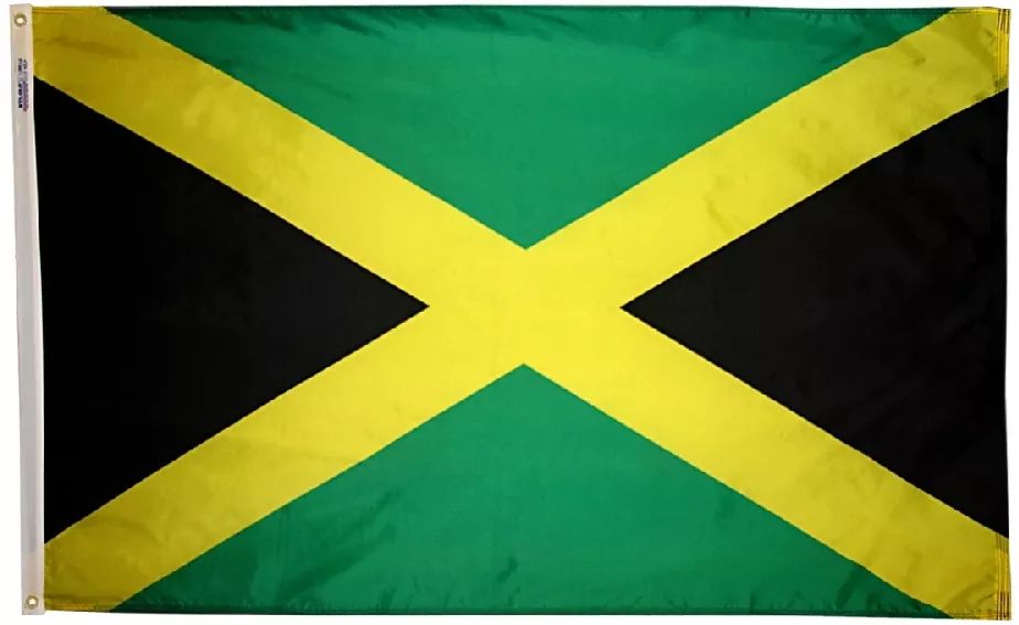 Jamaica - 2'X3' Nylon Flag - Nylon, Without Fringe, Grommets
