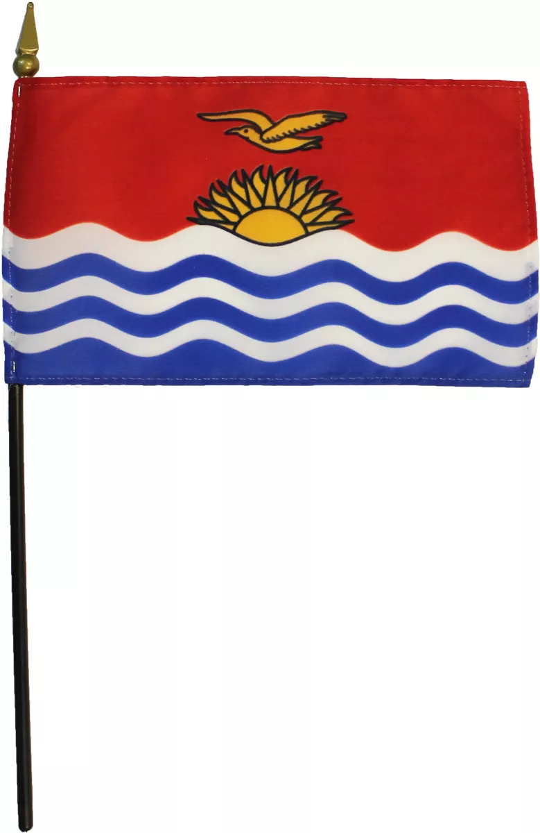Kiribati - 4"X6" Stick Flag - 4" x 6", Without Fringe