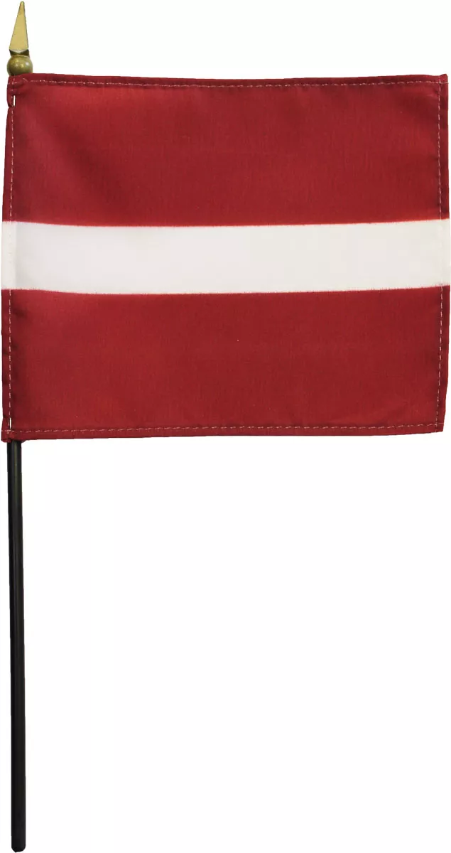 Latvia - 4"X6" Stick Flag - 4" x 6", Without Fringe