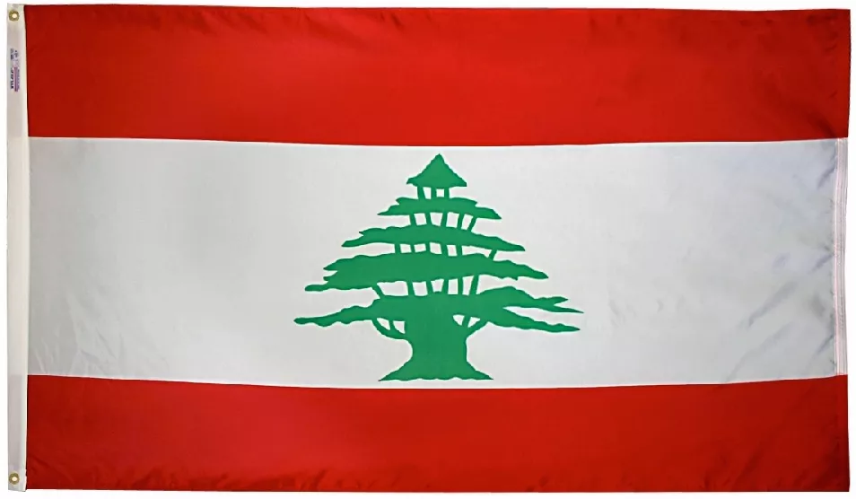 Lebanon - 2'X3' Nylon Flag - Nylon, Without Fringe, Grommets
