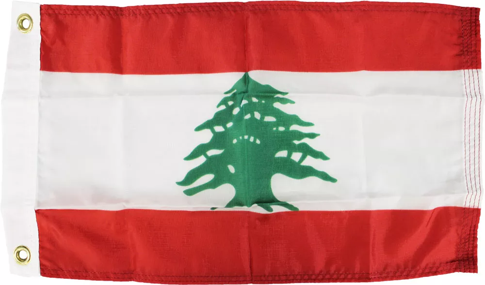 Lebanon - 12"X18" Nylon Flag - Nylon, Without Fringe, Grommets