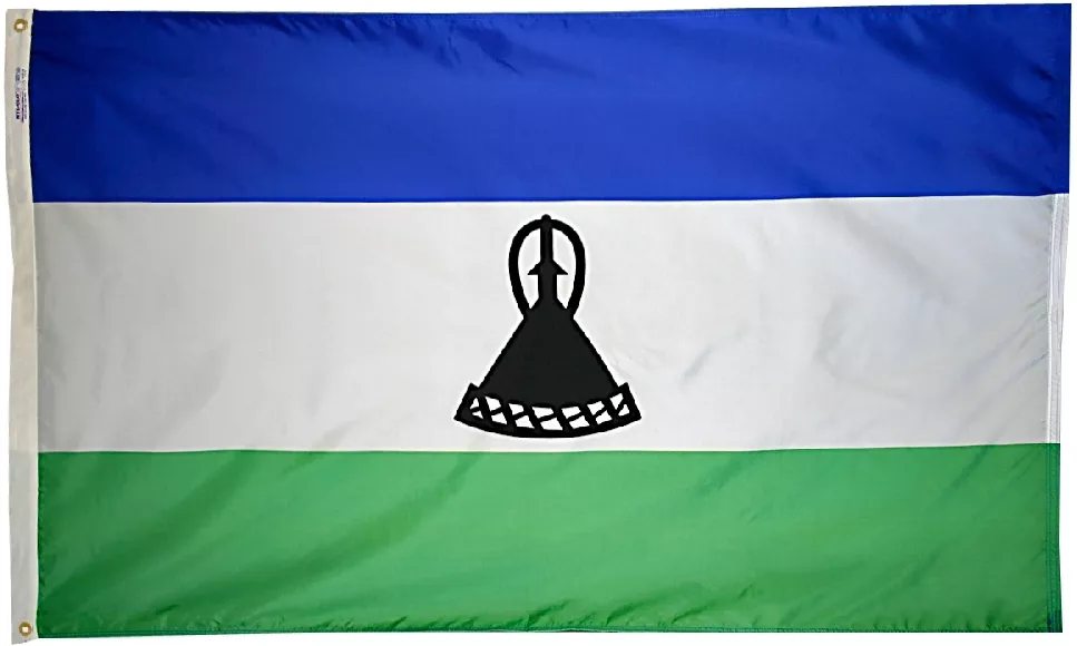 Lesotho - 3'X5' Nylon Flag - Nylon, 3' x 5', Without Fringe, Grommets