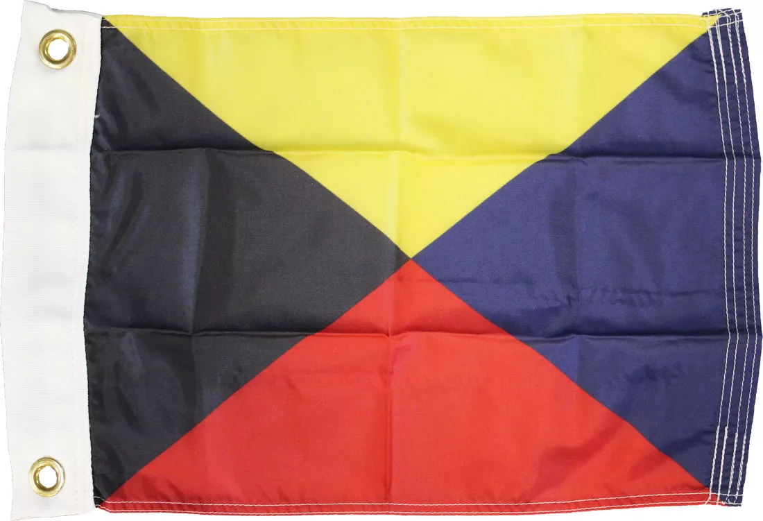 Letter Z - Nautical Code Signal Nylon Flag - Nylon, Grommets, Dyed