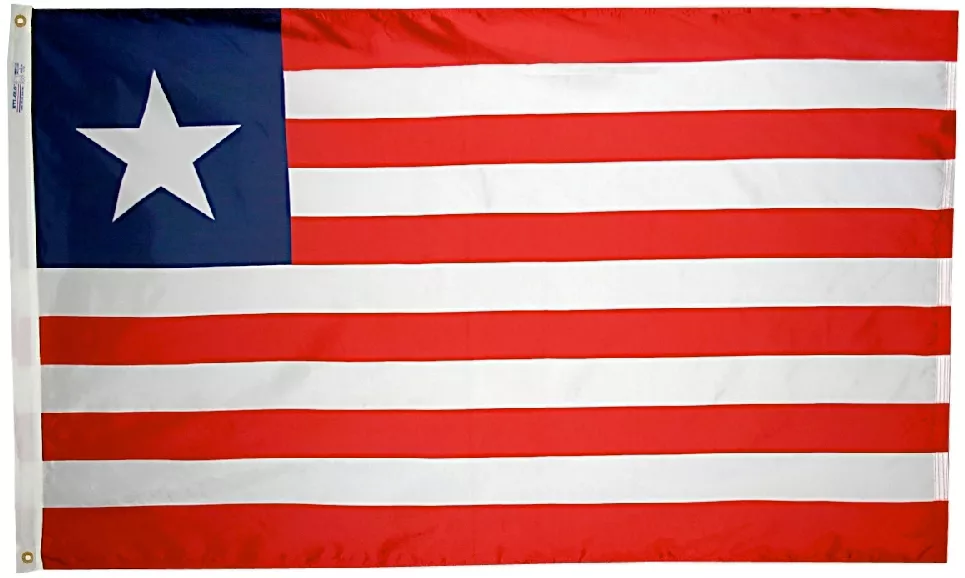 Liberia - 2'X3' Nylon Flag - Nylon, Without Fringe, Grommets