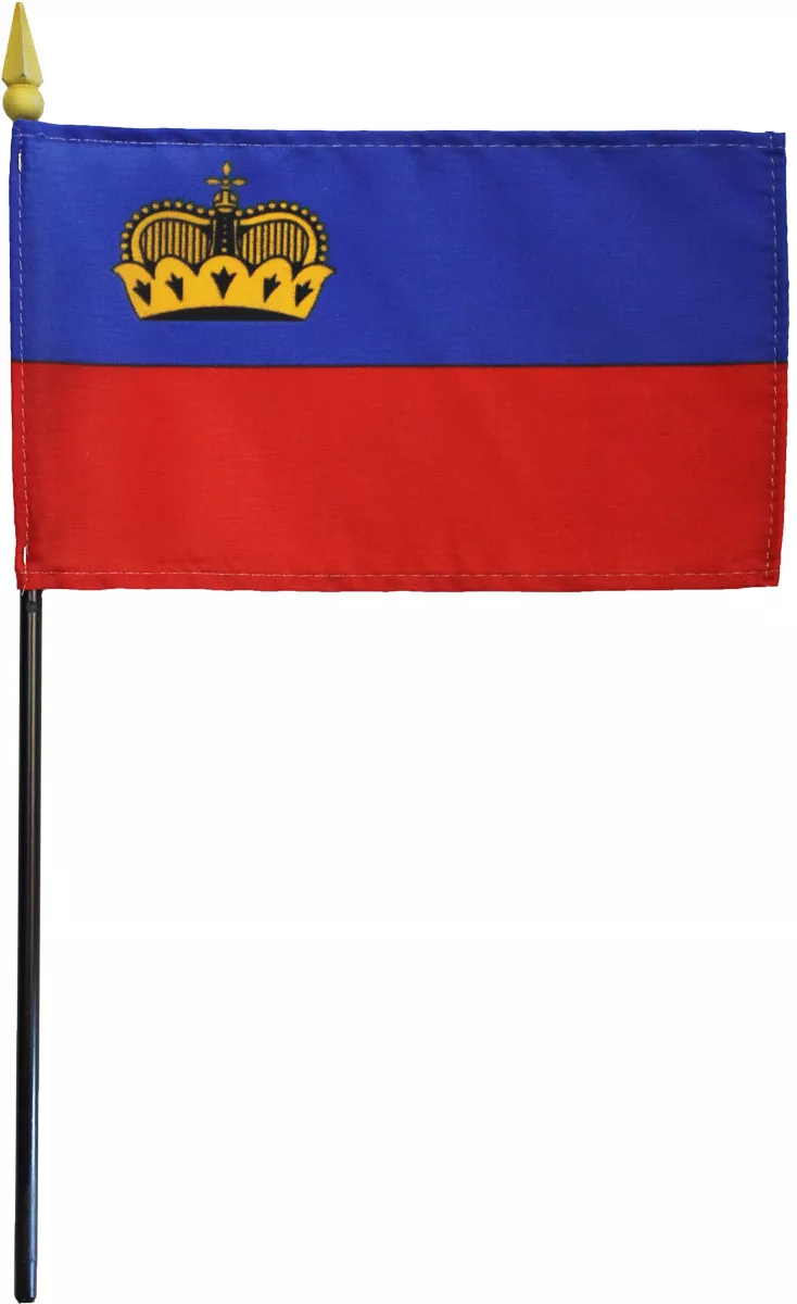 Liechtenstein - 4"X6" Stick Flag - 4" x 6", Without Fringe