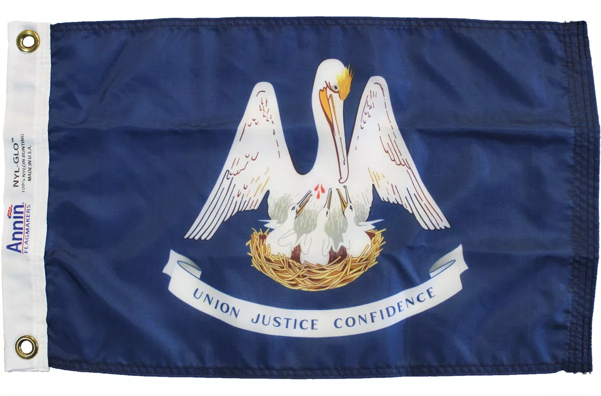 Louisiana - 12"X18" Nylon Flag - Nylon, Without Fringe, Grommets, Dyed