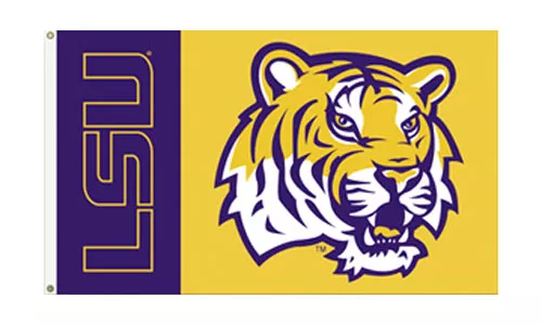 Louisiana State (LSU) - 3' x 5' NCAA Polyester Flag - Medium Knit Polyester, 3' x 5', Without Fringe, Grommets, Dyed