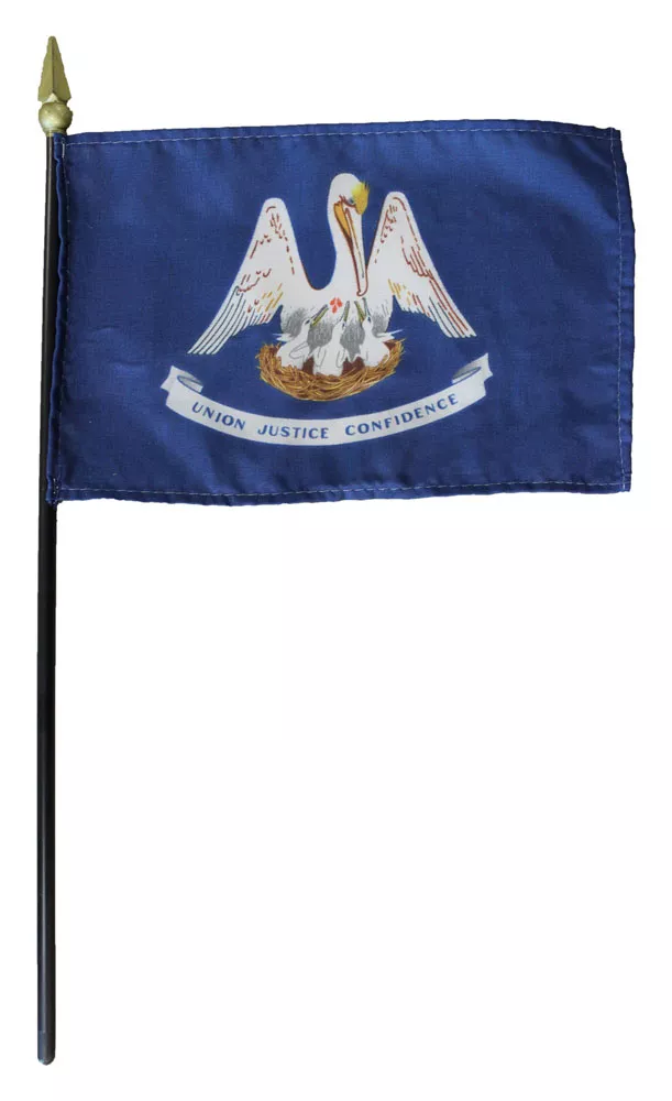 Louisiana - 4"X6" Stick Flag - 4" x 6", Without Fringe