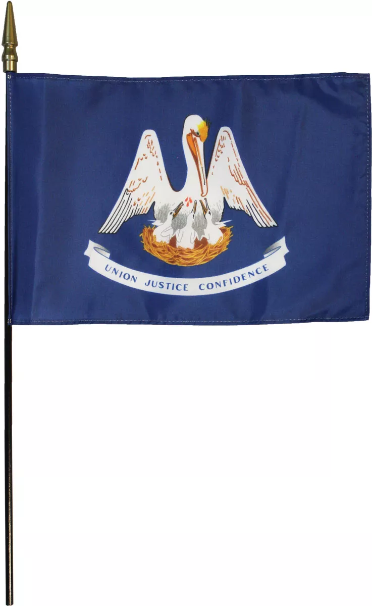 Louisiana - 8"X12" Stick Flag - 8" x 12", Without Fringe