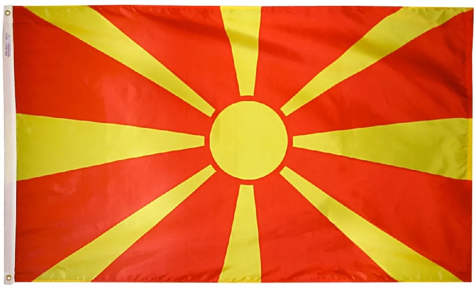 North Macedonia, Republic of - 3'X5' Nylon Flag - Nylon, 3' x 5', Without Fringe, Grommets