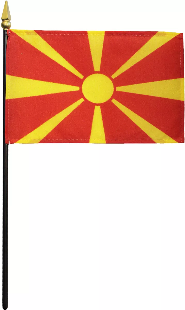 North Macedonia, Republic of - 4"X6" Stick Flag - 4" x 6", Without Fringe