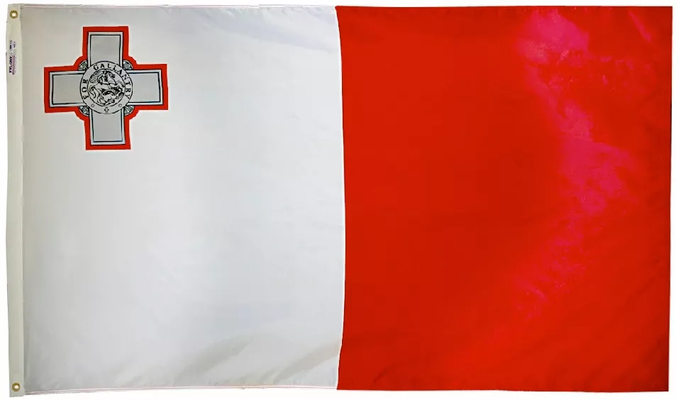 Malta - 3'X5' Nylon Flag - Nylon, 3' x 5', Without Fringe, Grommets